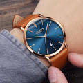 OLEVS Marke College-Stil Armbanduhr Mode Minimalistische Wasserdichte Echtes Leder Quarzuhr Für Männer